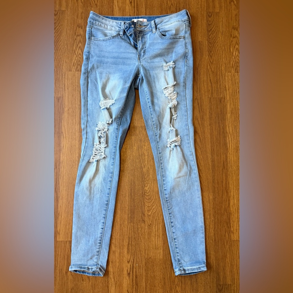 SO Light Blue Distressed Skinny Jeans